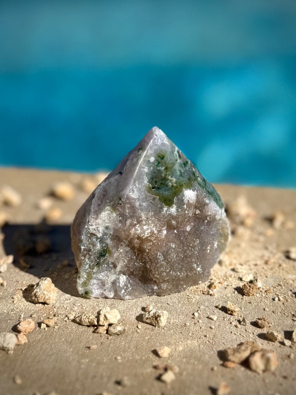 AAA Brazilian Green Garden Moss Chalcedony Foot Point Agate Crystal Tower